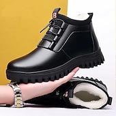 preiswerte Winter- und Schneestiefel-Herren Stiefel Winterstiefel Fleece-Futter Wanderschuhe Geschäftlich Brautkleider schlicht Täglich PU Wasserdicht Warm Stiefeletten / Stiefeletten Schnürsenkel Schwarz Winter
