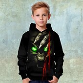 billiga Pojkens 3D-djur-Pojkar 3D Djur Tiger Huvtröja Pullover Långärmad 3D-tryck Höst Vinter Mode Streetwear Häftig Barn 3-12 år Utomhus Ledigt Dagligen Normal