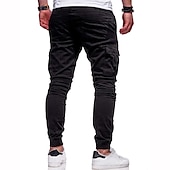 abordables Pantalones cargo-Hombre Pantalones cargo Persona que practica jogging Pantalones Retazos Bolsillo con cremallera Color sólido Comodidad Transpirable Casual Diario Ropa de calle Deportes Moda Negro Blanco Microelástico