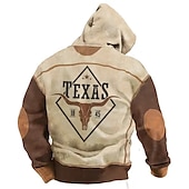 levne Vintage etnické mikiny-Pánské Grafika Barevné bloky Kapuce Kapucky Mikina Kapuce Dlouhý rukáv Mikina s kapucí Kapuce Módní 3D tisk Dovolená Outdoorové sporty Streetwear Vodní modrá Hnědá Tisk Přední kapsa Jaro &amp; podzim