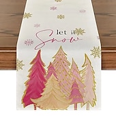 baratos Decoração de Natal-corredor de mesa vermelho, decoração de mesa sazonal em estilo fazenda de férias de inverno