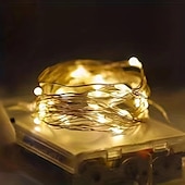 cheap Battery String Lights-1M-10Leds/2M-20Leds/3M-30Leds/5M-50Leds/10M-100Leds Copper Wire String Light with Battery Box Waterproof and Non-conductive Christmas Halloween Wedding Festival Indoor and Outdoor Decorative Light
