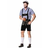 preiswerte Männer-Oktoberfest Lederhosen Hemd Bayerisch Bayerisch Deutsch Wiesn Herren Stoff im traditionellen Stil Bluse Shorts Hut