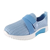 abordables Zapatillas de mujer-Mujer Zapatillas de deporte Slip-Ons Zapatos blancos Tallas Grandes Zapatos Flyknit Exterior Diario Tacón Plano Dedo redondo Deportivo Casual Minimalismo Zapatos para correr Flying Weaving Mocasín