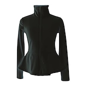 cheap Figure Skating Jackets &amp; Vests-Figure Skating Fleece Jacket Women&#039;s Girls&#039; Ice Skating Jacket Top Navy Black White Stretchy Training Competition Skating Wear Thermal Warm Long Sleeve Ice Skating Figure Skating