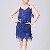 abordables Vestidos de Práctica-Baile Latino Vestido Borla Color Puro Corte Mujer Rendimiento Entrenamiento Sin Mangas Cintura Alta Poliéster