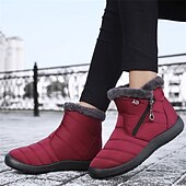 economico Stivali di neve e inverno-stivali da neve invernali caldi da donna con fodera in pelliccia sintetica e cerniera laterale – stivaletti impermeabili da esterno per il freddo