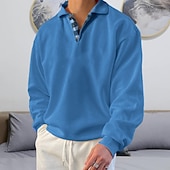 baratos Suéteres básicos-Homens Moletom Estacionar Preto Branco Rosa Vermelho Azul Real Colarinho polo Côr Sólida Desportos e Ar livre Streetwear Casual Grande e Alto Indispensável para coordenação motora e fortalecimento