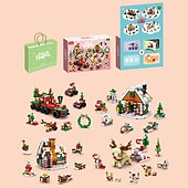 economico i migliori regali di natale-celebrità di internet natale piccoli blocchi di particelle per bambini e bambine piccolo regalo combinazione puzzle giocattolo compatibile decorazioni per regali di natale