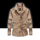 preiswerte Tees &amp; Hemden-Herren Hemd für Wanderer Langarm Hemd Shirt Außen Belüftung Multi-Pocket Atmungsaktiv Rasche Trocknung Sommer Klassisch Baumwolle Armeegrün Khaki Blau Campen und Wandern Jagd Angeln