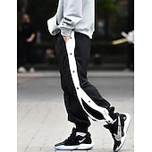 cheap Joggers-Men's Joggers Tear Away Pants Trousers Straight Leg Sweatpants Pocket Elastic Waist Side Button Plain Comfort Breathable Outdoor Daily Going out Fashion Casual Black