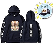 economico Grafica di personaggi di cartoni animati e film-scimmia in un unico pezzo d. rufy roronoa zoro tony tony chopper felpa con cappuccio anime tasca frontale anime felpa con cappuccio grafica per uomo donna unisex per adulto stampa a caldo 100%