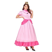  Cosplay-kostym prinsessan Peach Super Bros Cosplay Vuxna Dam Karnival Maskerad Mardi Gras Karnival Halloween Prestanda Klä ut
