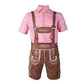 preiswerte Männer-Oktoberfest Lederhosen Hemd Bayerisch Bayerisch Deutsch Wiesn Herren Stoff im traditionellen Stil Bluse Shorts Hut