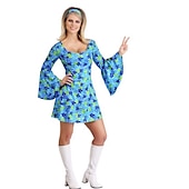 cheap Dresses-Retro Vintage 1970s Disco Dress Headband Hippie Floral Women&#039;s Halloween Carnival Masquerade Performance Event / Party Pride Parade Adults&#039; Dress Headband Spring &amp; Summer