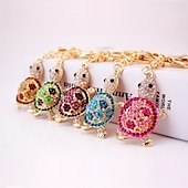 economico Ornamenti e pendenti per auto-novità strass tartaruga portachiavi portachiavi moda animale tartaruga metallo cristallo ciondolo borsa regalo