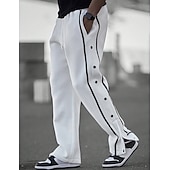 preiswerte Sweatpants-Herren Hosen abreißen Hose Hosen Jogginghose mit geradem Bein Tasche Kordelzug Elastische Taille Glatt Komfort Atmungsaktiv Outdoor Täglich Ausgehen Modisch Brautkleider schlicht Schwarz Weiß