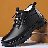 preiswerte Winter- und Schneestiefel-Herren Stiefel Winterstiefel Fleece-Futter Wanderschuhe Geschäftlich Brautkleider schlicht Täglich PU Wasserdicht Warm Stiefeletten / Stiefeletten Schnürsenkel Schwarz Winter