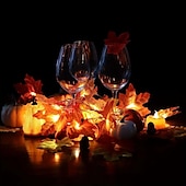 abordables Guirlandes lumineuses USB-Guirlande de lanternes en feuille d&#039;érable Guirlande de lanternes d&#039;Halloween, d&#039;automne, de Thanksgiving 6 m 40 LED 3 m 20 LED 1,5 m 10 LED Guirlande lumineuse décorative de jardin intérieur et extérieur alimentée par batterie ou USB