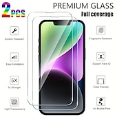 Недорогие Защитные плёнки для экрана iPhone-2 штs Защитная пленка Назначение Apple айфон 16 Айфон 15 Про Макс Плюс iPhone 15 Pro Max 14 Plus 13 12 11 Pro Max Закаленное стекло Уровень защиты 9H Анти-пузыри Против отпечатков пальцев HD