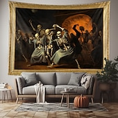 olcso halloween faliszőnyegek-Halloween Koponya Csontváz Fesztivál Függő Gobelin Fali Művészet Nagy Gobelin Freskó Díszítő Fénykép Háttér Takaráó Függöny Otthon Hálószoba Nappali