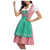 baratos Mulheres-Oktoberfest Vestidos Dirndl Trachtenkleader Oktoberfest / Cerveja Empregada Bávaro Alemão Munique prados Mulheres Pano de Estilo Tradicional Blusa Vestido Avental (70 cm)