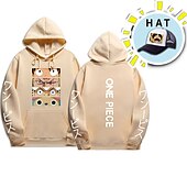 economico Grafica di personaggi di cartoni animati e film-scimmia in un unico pezzo d. rufy roronoa zoro tony tony chopper felpa con cappuccio anime tasca frontale anime felpa con cappuccio grafica per uomo donna unisex per adulto stampa a caldo 100%