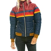 economico Giubbotti in piuma-Per donna Parka Esterno Strada Giornaliero Autunno Inverno Standard Cappotto Standard Antivento Tenere al caldo Contemporaneo Moda Informale Giacca Manica lunga Color Block Strisce Con tasche Zip