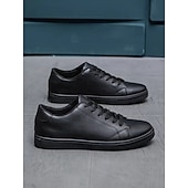 お買い得  メンズスニーカー-男性用 女性 スニーカー 白い靴 ウォーキング カジュアル 日常 合皮 快適 靴紐 白黒 ブラック ホワイト 春 秋