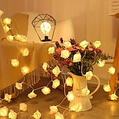 abordables Guirlandes lumineuses à piles-Guirlande lumineuse élégante de roses pour réception de mariage, guirlande lumineuse à piles 40/20/10 LED 6 m/3 m/2 m pour Noël&amp;amp;décorations de fête, décorations de mariage et de Saint-Valentin
