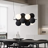 abordables Éclairages grappe-LED suspension 10 lumières verre globe lustre lumière moderne noir rose lustres pendentif luminaire vintage globe boule plafond encastré luminaire 110-240v