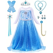 abordables Disfraces para niños-Frozen Cuento de Hadas Princesa Elsa Vestido de niña de las flores Disfraz de fiesta temática Vestidos de tul Cosplay Cosplay de película for Chica Niños Navidad Carnaval Mascarada Boda Invitado a la