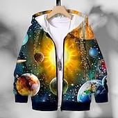 billiga Pojkens 3D Sporter &amp; Spel-Pojkar 3D Grafisk Bokstav Huvtröja Kappa Ytterkläder Långärmad 3D-tryck Höst Vinter Mode Streetwear Häftig Polyester Barn 3-12 år Utomhus Ledigt Dagligen Normal