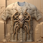 preiswerte T-Shirts mit Tiermuster-Halloween Herren Graphic Spinnen T Shirt Kurzarm T-Shirt 3D-Druck Rundhalsausschnitt Hemd Täglich Designer Retro Vintage Sports Outdoor Festtage Ausgehen Dunkelbraun Gelb Leicht Braun Frühling Sommer