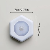 abordables Lumières de rondelle-1 veilleuse blanche à capteur de mouvement hexagonal, petite veilleuse de chambre à coucher, veilleuse, lumière ambiante, lumière blanche, lumière blanche chaude (sans batterie)