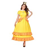  Cosplay-kostym prinsessan Peach Super Bros Cosplay Vuxna Dam Karnival Maskerad Mardi Gras Karnival Halloween Prestanda Klä ut