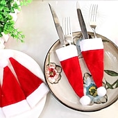 economico Decorazione per Tavolo e Sala da Pranzo-10 pezzi copri coltello e forchetta natalizi, tappi per bottiglie di vino, accessori per utensili da cucina, 10 pz