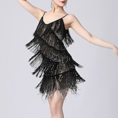 abordables Vestidos de Práctica-Baile Latino Vestido Borla Color Puro Corte Mujer Rendimiento Entrenamiento Sin Mangas Cintura Alta Poliéster