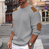 economico maglione pullover da uomo-Per uomo Felpa Maglione A coste Nido d&#039;ape Maglia Lavorato a maglia Liscio Girocollo Tenere al caldo Contemporaneo moderno Da tutti i giorni Per uscire Abbigliamento Autunno inverno Nero Bianco S M L