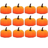 olcso Halloween beltéri-12db mini sütőtök gyertya lángmentes gyertya lámpák hálaadás sütőtök tealámpák led tea lámpák sütőtök gyertyák elemes őszi halloween hálaadás lakberendezési dekoráció