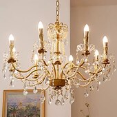 abordables Lustres style bougie-lustre led plafonnier en cristal 6/8 tête k9 cristal conception unique lumières encastrées en acier inoxydable led style nordique lustres de style bougie 110-120v 220-240v