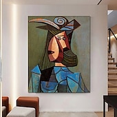 preiswerte Abstrakte Gemälde-Handgemaltes Picasso-Ölgemälde, Picasso-Gemälde, abstraktes figuratives Wandkunstbild, handgefertigtes Gemälde, Kunstwerk für Heimdekoration, Wohnzimmer, Schlafzimmer, gerollte Leinwand, ohne Rahmen