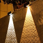 tanie Kinkiety zewnętrzne-Słoneczna lampa ścienna rgb/ciepłe oświetlenie zewnętrzna wodoodporna lampa słoneczna o wysokiej jasności kinkiet ogród podwórko ogrodzenie balkonowe garaż ganek dekoracja ścienna 1/2/4 szt