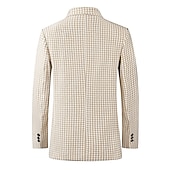 cheap Men&#039;s Classic Blazers-Men&#039;s Cocktail Attire Blazer Business Formal Evening Wedding Party Fashion Casual Spring &amp;  Fall Polyester Plaid / Check Geometic Button Pocket Casual / Daily Single Breasted Blazer White Camel Beige