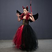 economico Costumi di Halloween-Notte di Valpurga Vestito Costume Cosplay Tutu Strega malefico Diavolo Cosplay Bambini Ragazze Carnevale Mascherata martedì grasso Feste Halloween Performance Vestirsi