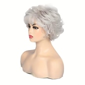 voordelige oudere pruik-Synthetische pruiken Gekruld Pixie-kapsel Pruik Kort Grijs Licht blond Synthetisch haar Dames Modieus ontwerp Verstelbaar comfy Blond Donker Grijs