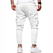 abordables Pantalones cargo-Hombre Pantalones cargo Persona que practica jogging Pantalones Retazos Bolsillo con cremallera Color sólido Comodidad Transpirable Casual Diario Ropa de calle Deportes Moda Negro Blanco Microelástico
