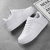 billiga Herrsneakers-Herr Sneakers Kontor / Business Vita skor Promenad Ledigt Dagligen Läder Bekväm Korta stövlar / ankelstövlar Loafers Svart Vit Vår Höst