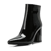 baratos Botas de tornozelo-Mulheres Botas Botas Metálicas Botas de salto Ao ar livre Escritório Diário Cor Sólida Forrada com Fleece Botas Botas Tornozelo Inverno Salto de bloco Salto Robusto Dedo Apontado Casual Minimalismo