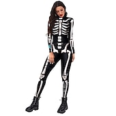 billige Kranier &amp; Bein-Skjelett Kranium Karnevalskostyme heldekkende drakter Cosplay kostyme Party-kostyme Bodysuits Ett Stykke Skremmende kostyme Dame Barne Voksne Ytelse Fest Karneval Maskerade Mardi Gras Enkelt